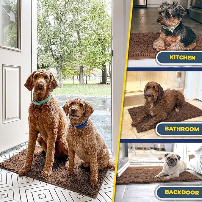 Muddy Mat® Shown on TV – Super Absorbent Door Mat Indoor, Microfiber Quick Dry Chenille Entryway Rug, Non-Slip Front Door Mat, Indoor Mats for Entryway, Machine Washable Pet Rug, Brown 24"x36"