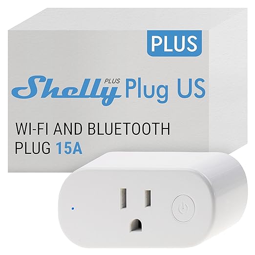 Shelly Smart Plug, Smart Home WiFi and Bluetooth Outlet with Power Metering, Works with Google Home, Alexa, Home Assistant, Smart Socket, No Hub, Easy Setup, Remote Control, Plus Plug US