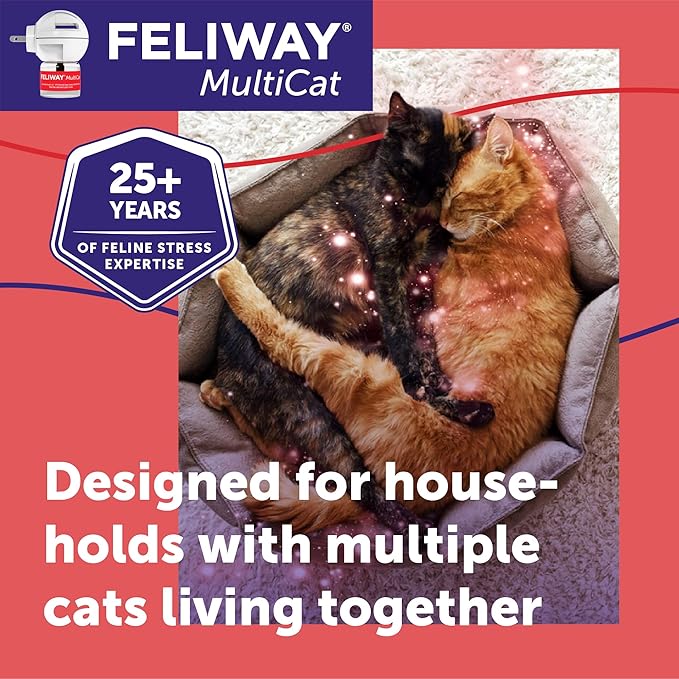 FELIWAY MultiCat 3 x 30 Day Cat Calming Refills for Pheromone Diffuser & Happy Snack Delicious Calming cat Treats (12-ct Chicken Flavor)