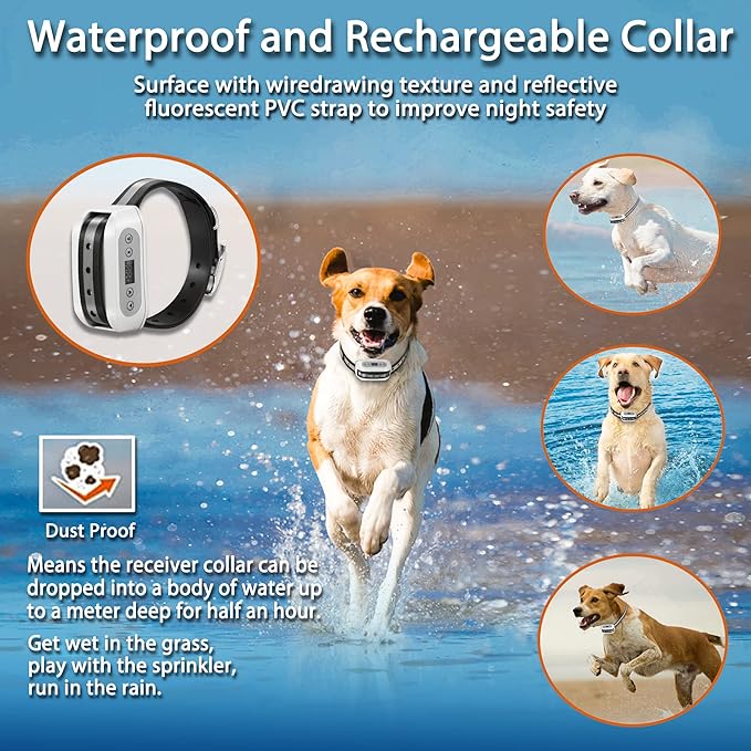 GPS Wireless Dog Fence System, Electric Satellite Technology Pet Containment System by GPS Signal for Dogs and Pets with Waterproof & Rechargeable Collar Receiver, Container Boundary (White)