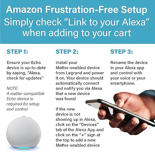 Legrand Radiant® Wi-Fi Matter Smart Plug Matter Hub Required 15A, Easy Setup, Enhanced Compatibility with Apple HomeKit, Google Home, Alexa & SmartThings, Easy Wi-Fi Connectivity w/ Matter (1 Pack)
