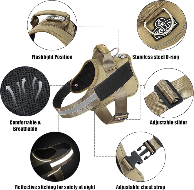 Bolux Dog Harness, No-Pull Reflective Dog Vest, Breathable Adjustable Pet Harness with Handle for Outdoor Walking - No More Pulling, Tugging or Choking