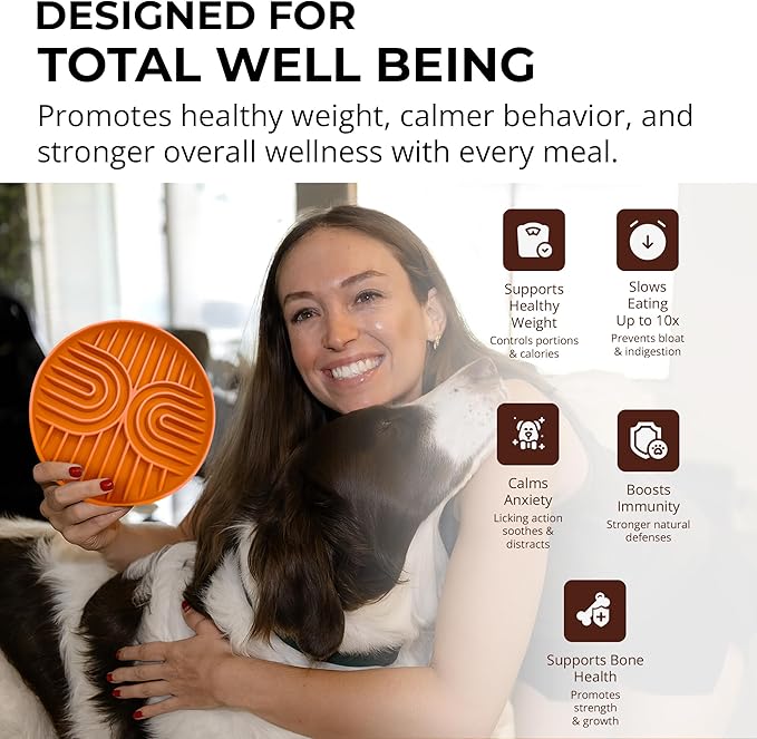 Slow Feeder Dog Bowls, Dishwasher Safe, Non-Slip Base, BPA-Free Slow Eating Dog Bowl (Terra Cotta, 1-Pack)