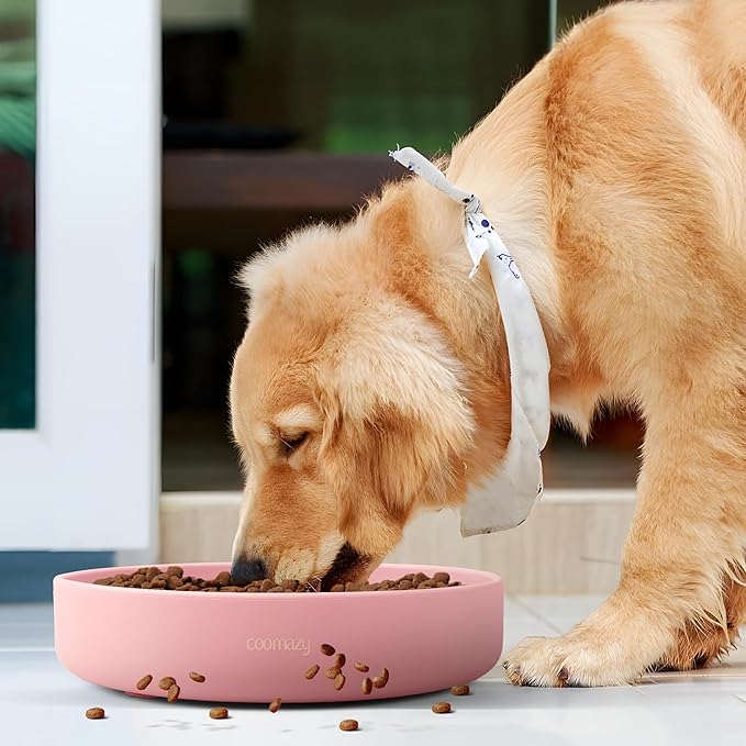 Coomazy Extra Large Slow Feeder Bowl, Silicone Dog Bowl with Suction Cups, Slow Feeder & Non-Slip Design, Boredom and Anxiety Reducer, Suitable for Large Dogs, Pink