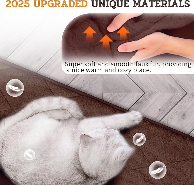 NWK Fluffy Self Warming Cat Mat, Cat Blanket, Thermal Dog Mat, Washable, Non-Slip Bottom for Sofa & Crate & Kennel & Car Seat (Coffee Brown, Small (20'' X 16'' X 0.4''))