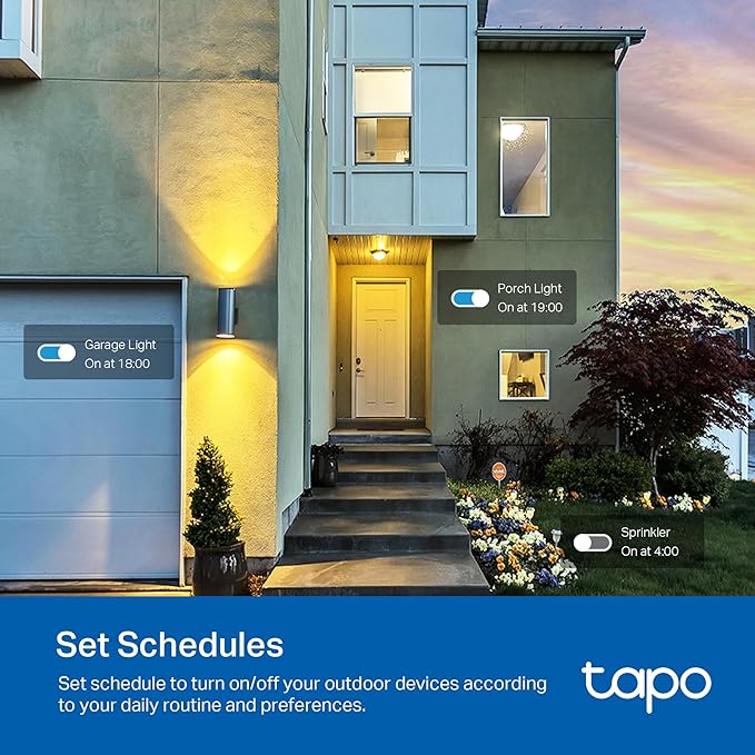 TP-Link Tapo Matter Outdoor Smart Plug, 2 Individual outlets, IP65 Weather Resistance, Works with Apple Home, Alexa, Google Home, Long Wi-Fi Range, 2.4G Wi-Fi Only, ETL Certified(Tapo P400M)