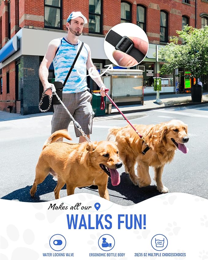 Lesotc Dog Water Bottle, Portable Water Dispenser with Water Bowl, Leak Proof Pet Travel Squeeze Bottle, Puppy Essentials Dog Stuff Accessories for Outdoor Walking, Hiking, Camping Doggie Gift