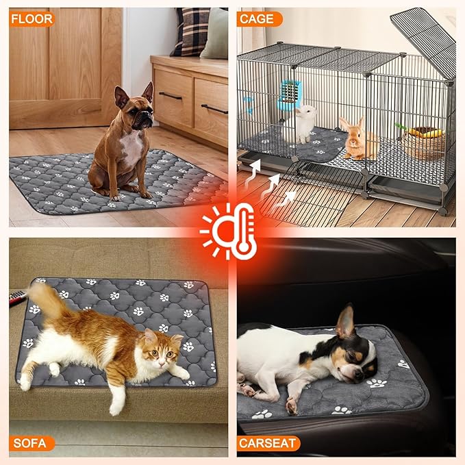 BINGPET 4 Pcs Self Warming Cat Bed, Warm Thermal Self Heating Mat for Indoor/Outdoor Cats, Dogs & Kittens - 16" 20"