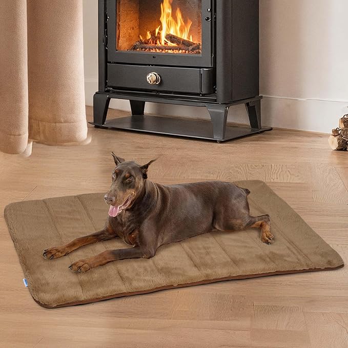 Dog Crate Pad for XX Large Dogs - 47x29 Orthopedic Dog Bed with Memory Foam, Washable Water-Resistant Soft Pet Mat with Non-Slip Bottom, Khaki