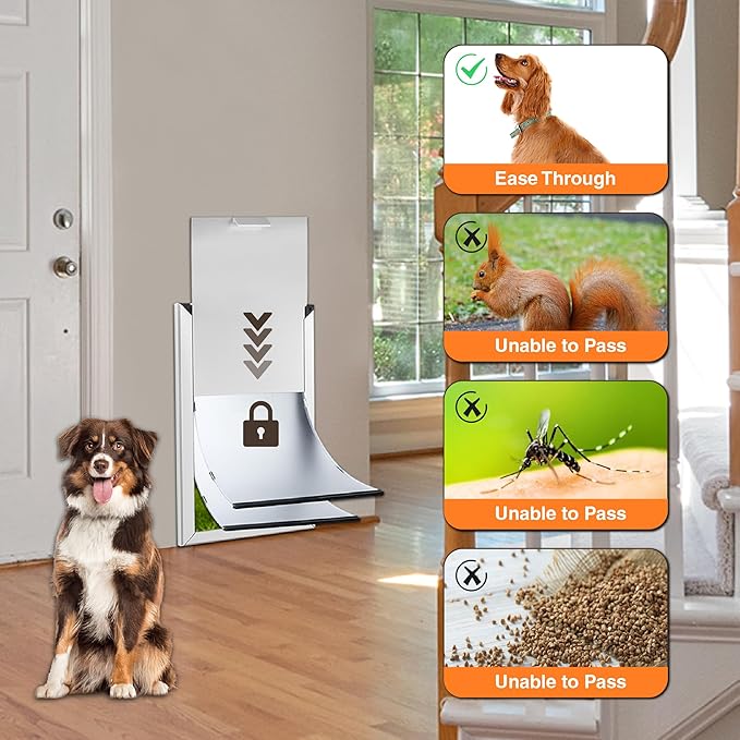 Aluminum Extra Large Dog Door for Wall, Extreme Weather Doggy Door with Enclosed Magnetic Double Flaps, Heavy Duty Doggie Doors with Telescoping Tunnel for Large and Extra Large Dogs Up to 220Lbs