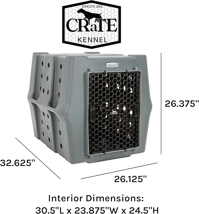 Dakota 283 Canine Rough and Tough Economy Dog Crate w/ Removable Two-Way Door - Heavy Duty Outdoor Kennel for Medium Breed Dogs (Coyote Granite, Intermediate)
