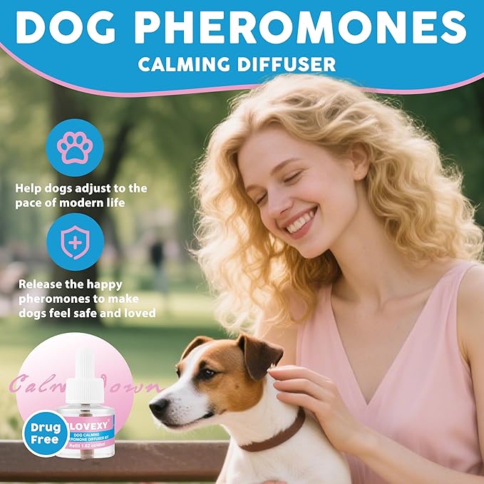 Calming Diffuser for Dogs to Relieve Stress, Dog Calming Diffuser for Anxiety Relief , Dog Pheromones Calming Diffuser to Reduce Aggression Fighting , Help Train Dog to Pee (3 Refills 1 Diffuser)