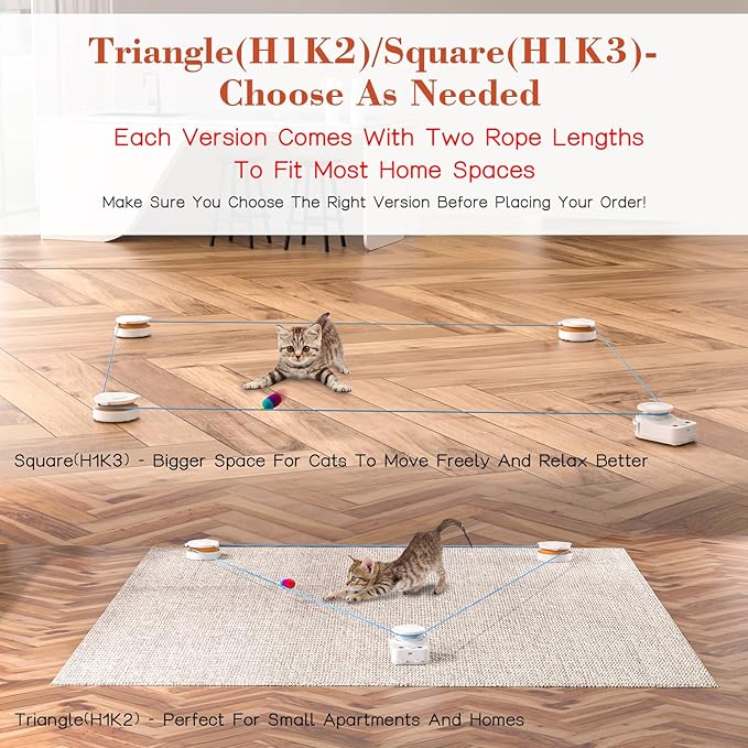 Interactive Cat Toy for Indoor Cats – Automatic Moving & Enrichment Toy for Indoor Cats/Kitten, Auto/Manual Control Cat Treadmill for Exercise & Mental Stimulation, Stimulating Chase Toys (H1K2)