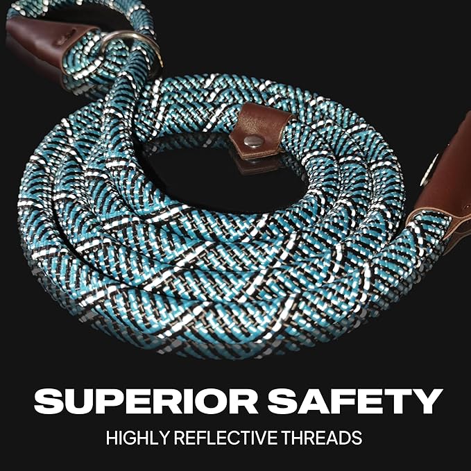 TwoEar Slip Leads for Dogs, 1/2" x 6FT Slip Leash for Large Dogs with Highly Reflective Threads, Comfortable Strong Rope Slip Leads, No Pull Pet Training Leash, Blue