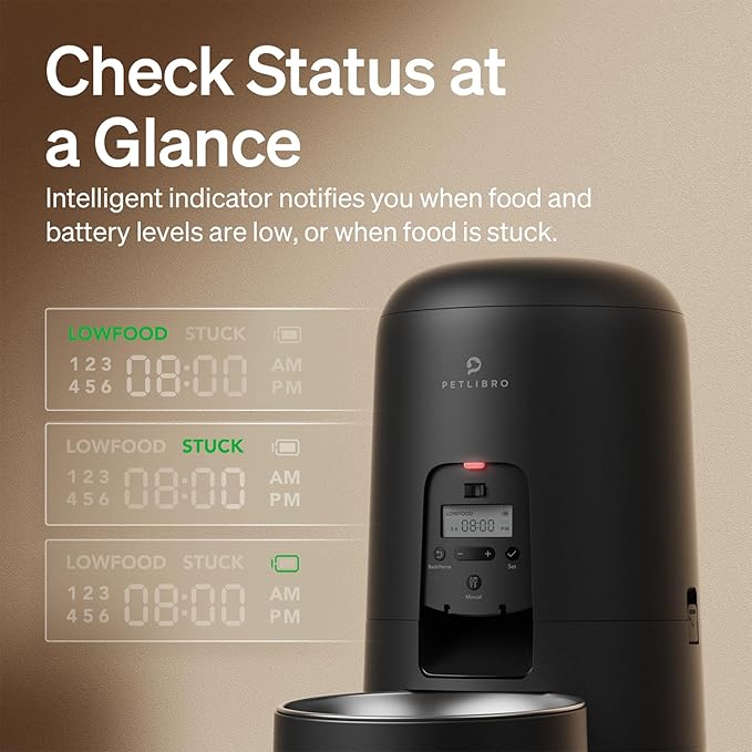 PETLIBRO Automatic Cat Feeder, Battery-Operated Automatic Cat Food Dispenser with 180-Day Life, AIR Cordless Timed Pet Feeder for Cats & Dogs, 2L Auto Cats Feeder, Black