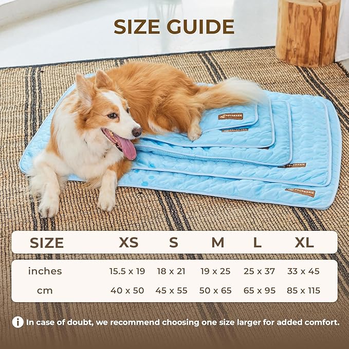 Pelsbarn Dog Cooling Mat- Ice Silk Summer Comfort, Self Cooling, Non-Slip Dog Pad, Durable & Washable, Mat for Extra Large Dogs 33" x 45", Support Shelter Dogs with Every Purchase (Blue)
