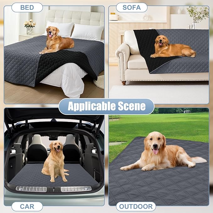 Smiry Waterproof Dog Bed Cover Pet Blanket, Soft Washable Dog Blanket for Furniture Bed Couch Sofa Reversible, Checkered (30"x70", Dark Grey/Black)