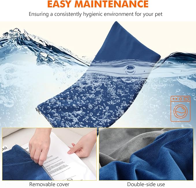 Pecute Cat Heating Pad Indoor, 6 Adjustable Temperature with Timer, Dog Heating Pad with Dual-Resistant Cable, Waterproof Layer, Heated Cat Bed Mat Blanket, Electric Pet Heated Pads for Cats Dogs