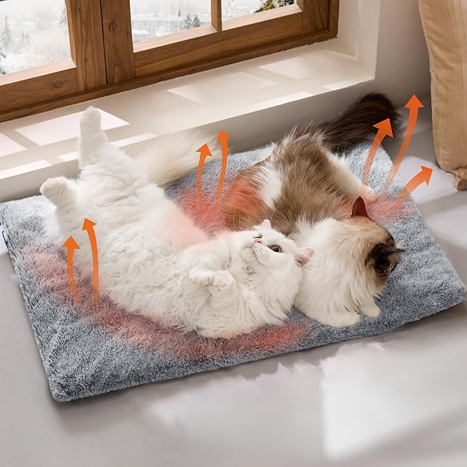 Bedsure Self Warming Cat Bed, Extra Warm Self Heating Mat for Cats & Dogs Non Electric, Anti-Slip Medium Thermal Pet Pad Indoor with Removable Washable Cover, 29" x 19",Grey