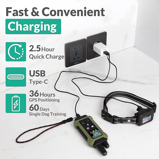 GPS Wireless Dog Fence System Collar – 2-in-1 Remote or App Controlled Boundary and Training GPS Dog Collar with 4 Training Modes – Covers up to 7000 Ft (3533 Acres)