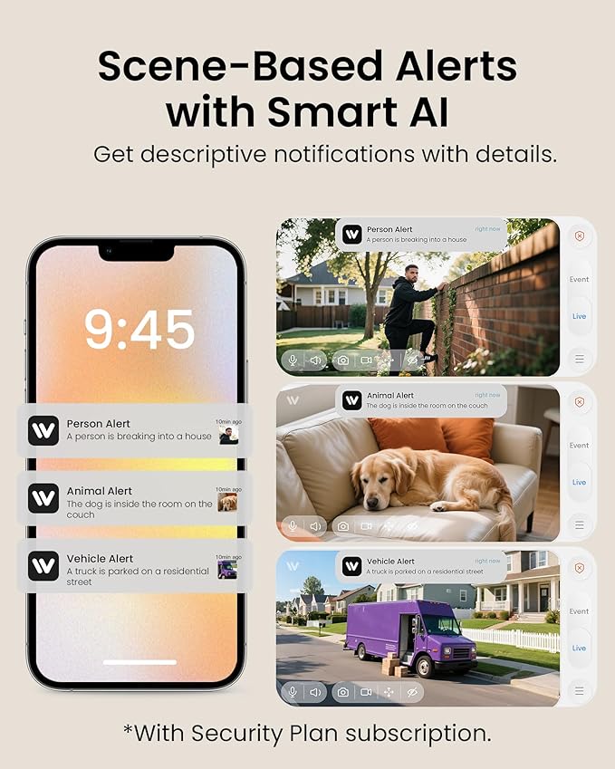 Anlapus 2 x C281 3MP 2K Security WiFi Camera Outdoor, 360° Pan/Tilt Wired Security Camera, AI Detect, Auto Track, Color Night Vision, 2-Way Talk, 2.4/5GHz, Light Siren Alarm, Cloud/Memory Card Storage