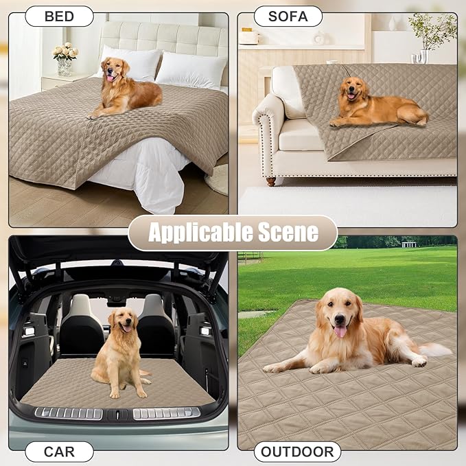 Smiry Waterproof Dog Bed Cover Pet Blanket, Soft Washable Dog Blanket for Furniture Bed Couch Sofa Reversible, Checkered (30"x53", Taupe/Taupe)