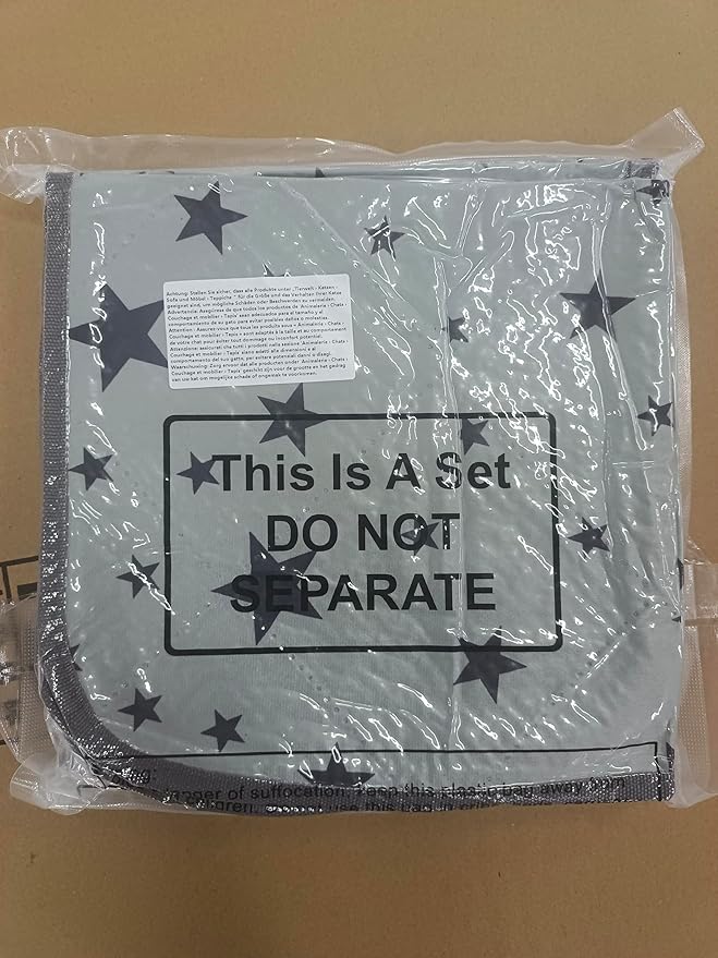 Namalu 4 Pack Self Warming Cat Bed Self Heating Cat Mat Star Pattern Soft Dog Crate Pad Thermal Pet Mat Anti Slip Kennel Dog Washable Warming Bed for Outdoor Indoor(18 x 18 Inch,Gray)