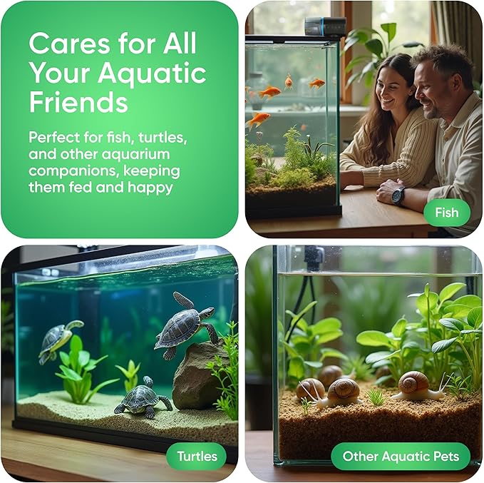 FISHNOSH Automatic Fish Feeder for Aquarium with Digital Thermometer - 2025 Auto Fish Food Dispenser Programmable, Vacation Feeder for Fish, Adjustable Portions, Auto Fish Feeder for Small & Big Tanks