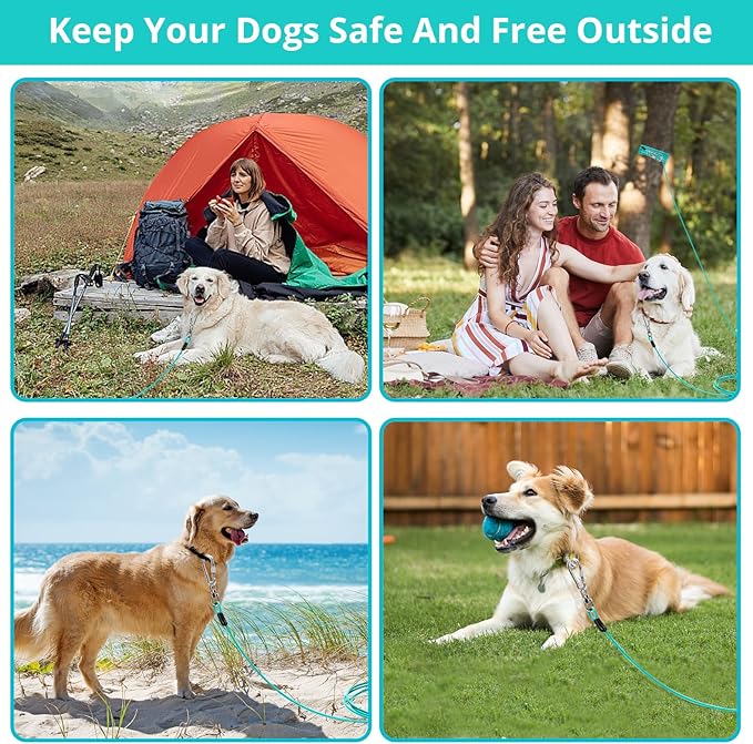 jenico Dog Tie Out Cable: 25ft Dog Lead for Yard - Heavy Duty Chain Leash Outside for Small Large Dogs Up to 500 lbs - Outdoor Dog Runner Tether