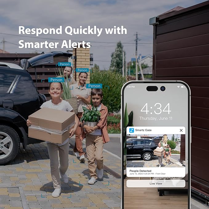 Zmodo 4 Security Cameras – Indoor Mini Pro + Wireless Outdoor/Indoor Battery Cam – Night Vision, AI Motion Detection, 2-Way Audio, Alexa Compatible, Cloud/SD Storage