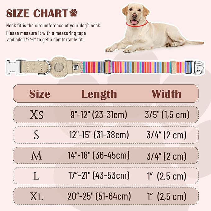 AirTag Dog Collar for Small Medium Large Breed - Adjustable Cute Pattern Dog Collar with Airtag Holder - Soft Leather Tracker GPS Apple Air Tag Pet Collars (X-Large, 20"-25" Neck Fit, Serape)