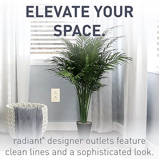 Legrand radiant 885TRLACC8 15 Amp Tamper Resistant Decorator Duplex Outlet, Side Wire or Push Wire, Light Almond (1 Count)