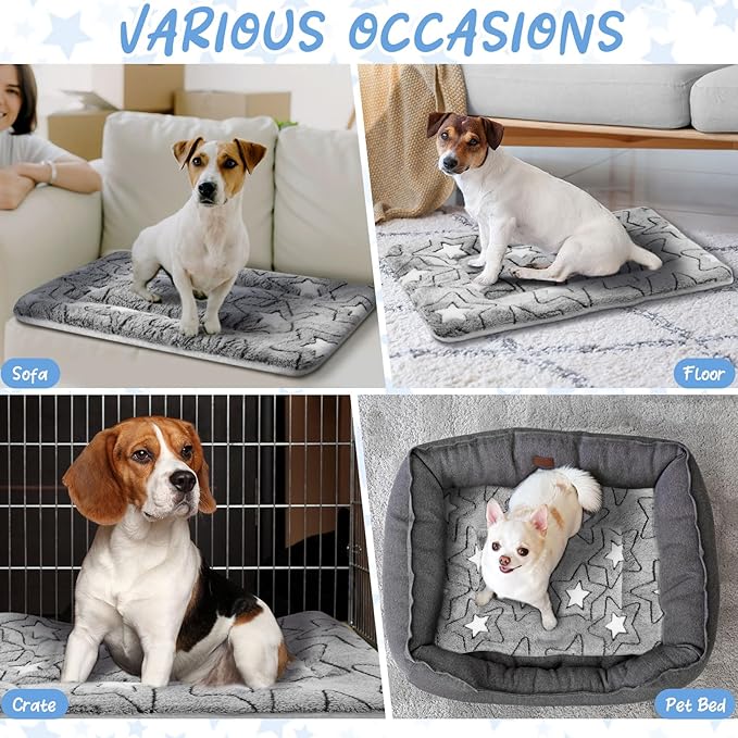 VitalCozy 2 Pack Self Warming Cat Mat Self Heating Pad Bed Reversible Machine Washable Reflects Body Heat Warm Thermal Pet Pad Crate Blanket for Feral and Indoor Cat(Double Star,20'' X 30'')