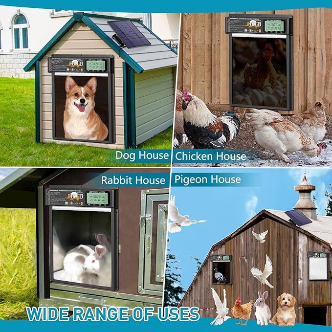 Automatic Pet Door, Dog Door Radar, Timer & Light Sensor Modes, Solar & USB Rechargeable Doggy Door, Durable Aluminum, Weatherproof, 10"×13", 24/7 Operation for Small Pets Up to 45 lb (White)