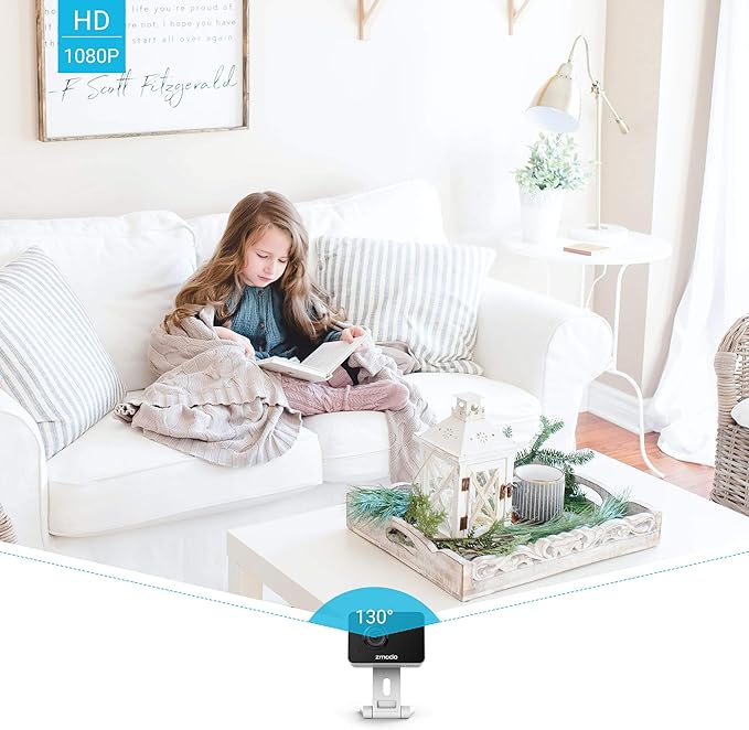 Zmodo 1080p Mini WiFi Pet Camera Two-Way Audio Smart Home Camera with Night Vision, Compatible with Alexa & the Google Assistant (2 Pack)