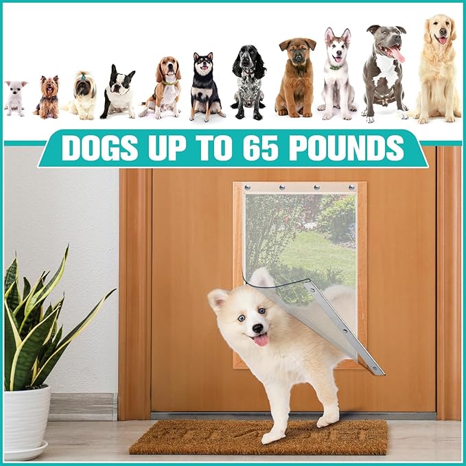 Ripeng 1 Pcs Dog Door Replacement Flaps 9.85 x 17.9 Inch Compatible with Dog Door Model Dsrwxl, Fit Dogs up to 65 Lbs, Clear Flexible Weatherproof Pet Supplies Home Flap, Easy to Install
