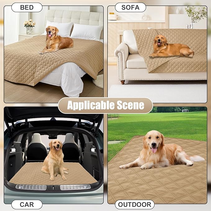 Smiry Waterproof Dog Bed Cover Pet Blanket, Soft Washable Dog Blanket for Furniture Bed Couch Sofa Reversible, Checkered (40"x50", Camel/Camel)