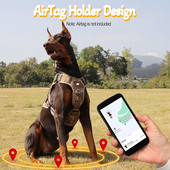 Tactical Dog Harness - HEYCAHVA Service Dog Vest Full Metal Buckles Dog Vest for Medium Large Dog Reflective No Pull Dog Harnesses with Leather Handle, Hook & Loop for Hiking Training (Desert Camo, M)