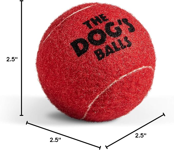 The Dog's Balls, Dog Tennis Ball, Red 12-Pack, Strong Toy for Agility Training, Puppy Training, Play, Exercise & Fetch, 2.5 Inch Diameter