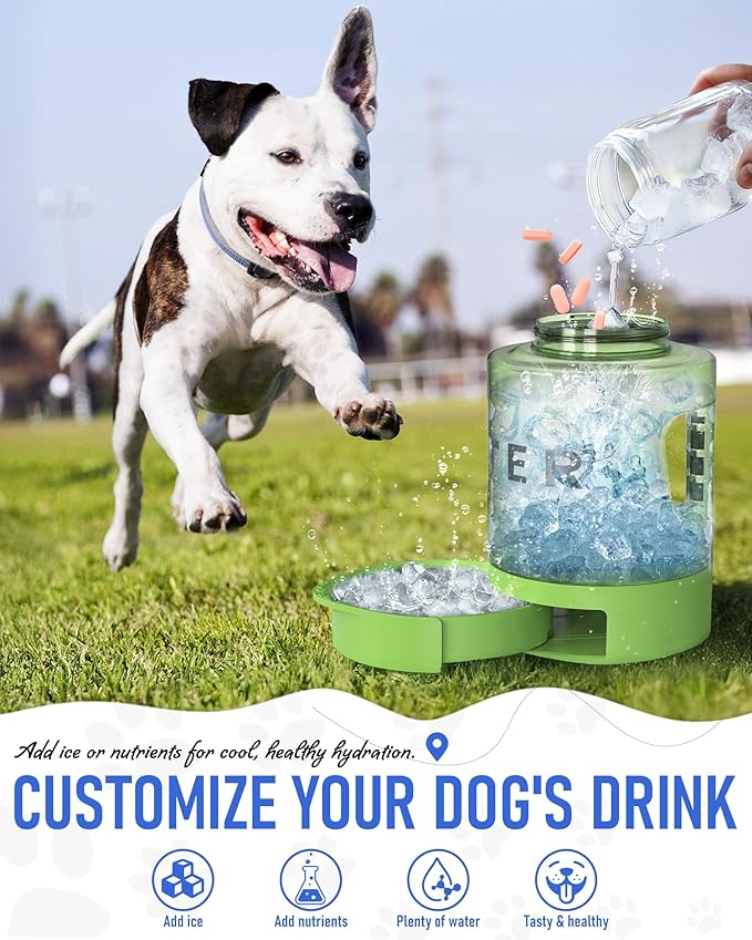 Portable Dog Travel Water Bottle, 77oz Large Portable Dog Water Bowl Dispenser, Leakproof Pet Drinking Bottle Dispenser for Hiking Camping Walking Travelling Beach Car Trips, No Spill, BPA Free,Green