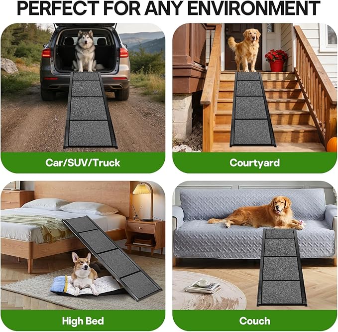 Dog Ramp for Car Truck 71''X20'', Folding Pet Stair Ramps for SUV Large Dog, Portable Pet Steps with Non-Slip Rug Surface, Up to 300LBS, Dog Car Ramp for Bed Couch Outdoor