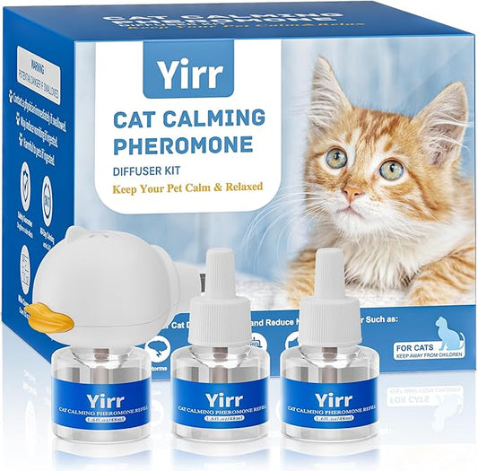 Cat Calming Diffuser, 4 in 1 Cat Pheromones Calming Diffuser, Multicat Calming Diffuser, Relaxing Pheromone for Cat Relief Stress Anxiety Fighting Scratching, 1 Diffuser 3 Refill(48ml)