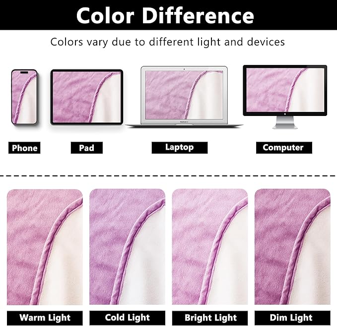 Waterproof Blanket for Bed King Size, Leak Proof Dog Couch Blankets Reversible, Pet Throw Sofa Furniture Protector Machine Washable-82 x108,Purple+Cream