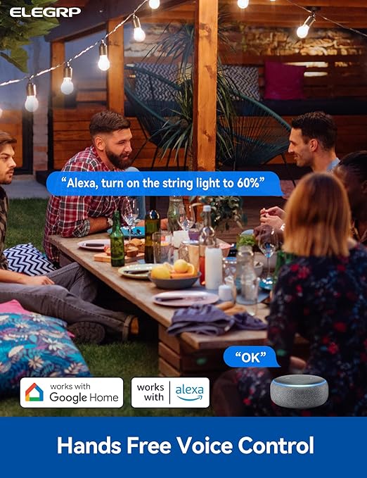 ELEGRP PQR22 Outdoor Smart Dimmer Plug Waterproof IP66, Smart WiFi Plug with 2 Individually Sockets, Compatible with Alexa & Google Assistant, Outdoor Dimmer for String Lights, UL Listed, 2 Pack