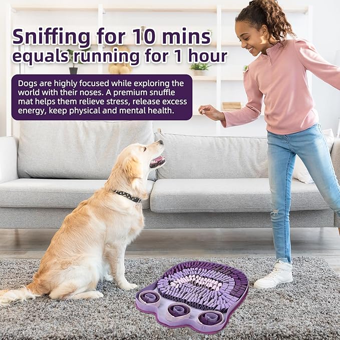 Snuffle Mat for Dogs - Interactive Sniff Mat & Slow Feeder for Dog Training, Stress Relief & Natural Foraging - Non-Slip, Portable, Durable - Purple