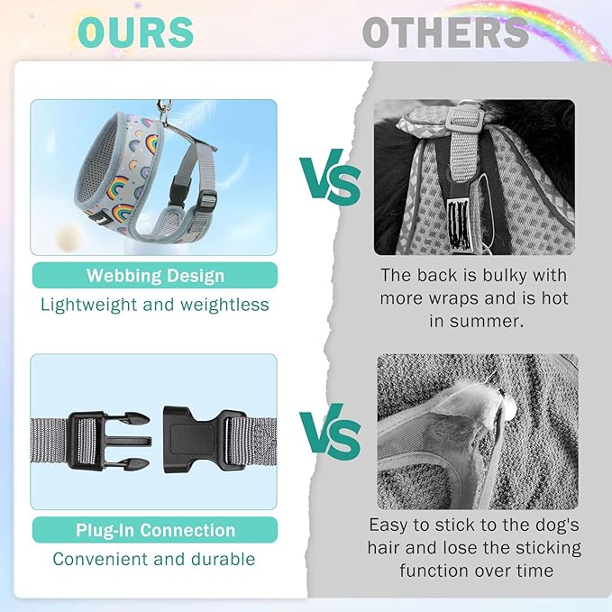 SCENEREAL Small Dog Harness Collar and Leash Set, Adjustable No Pull Pet Harnesses, No Chock Soft Mesh Step in Vest for Doggie Puppy Medium Dogs Cats Girl or Boy,Chihuahua, Yorkie, Outdoor Walking