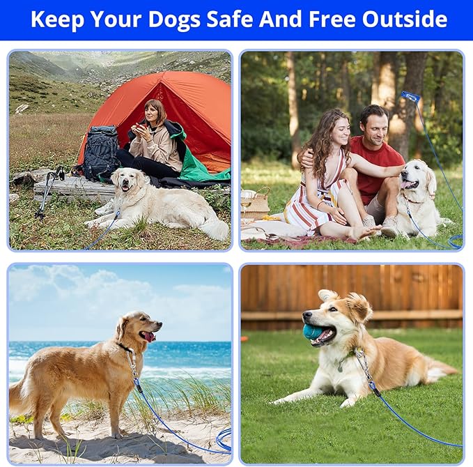 jenico Dog Tie Out Cable: 25ft Dog Lead for Yard - Heavy Duty Chain Leash Outside for Small Large Dogs Up to 500 lbs - Outdoor Dog Runner Tether