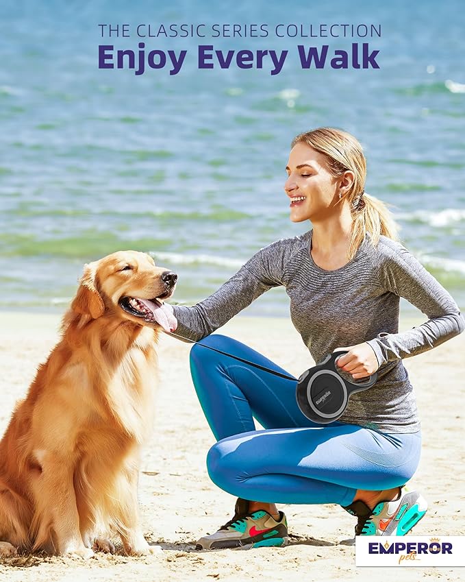 Emperor Pets 16 ft Retractable Dog Leash - Heavy Duty Retractable Pet Leash with Anti-Slip Grip - Reflective Dog Leash Tape for Medium to Large Dogs up to 100 lbs -GY16