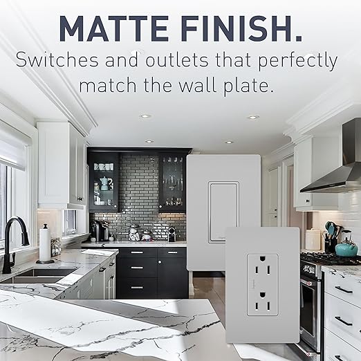 Legrand radiant 885GRYCC12 15 Amp Decorator Duplex Outlet, Side Wire or Push Wire, Gray (1 Count)