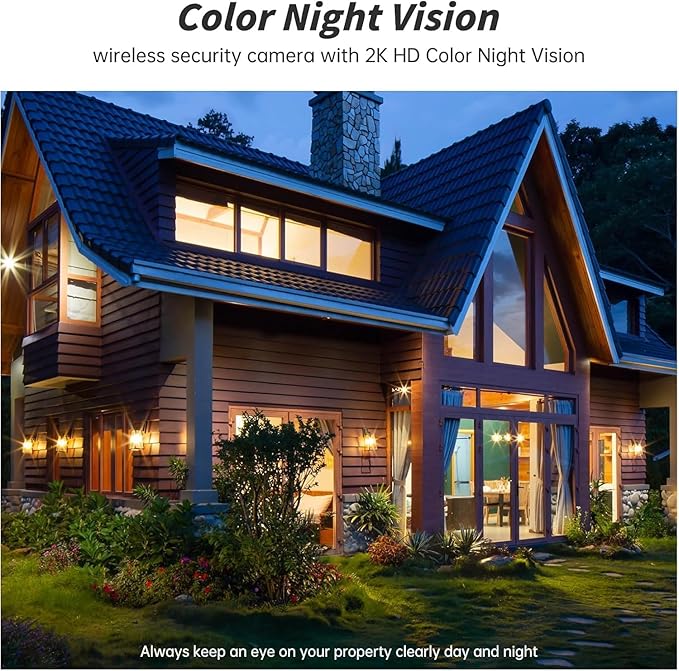 Security Cameras Wireless Outdoor, 2K Battery Powered WiFi Camera with AI Motion Detection, Spotlight & Siren Alarm, Color Night Vision, 2-Way Audio, Waterproof Indoor/Outdoor Surveillance